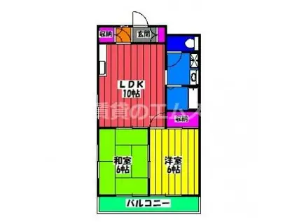 シャトレ冨永VI(2LDK/3階)の間取り写真