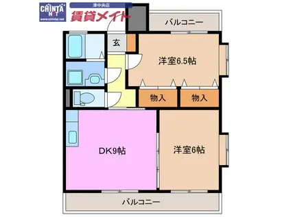 ルミネ高松(2DK/3階)の間取り写真