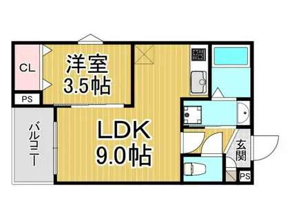 シエーナ川西美園(1LDK/3階)の間取り写真