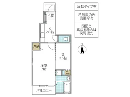 ボノス A棟(1SK/1階)の間取り写真
