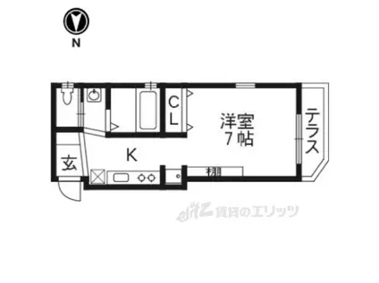 プリオーレ中堂寺(ワンルーム/1階)の間取り写真