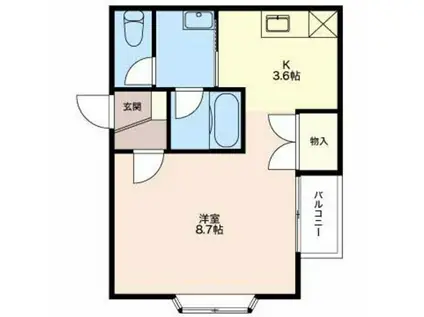 リバティハイツ(1K/2階)の間取り写真