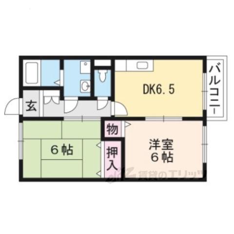 ウィンビューA棟(2DK/1階)の間取り写真