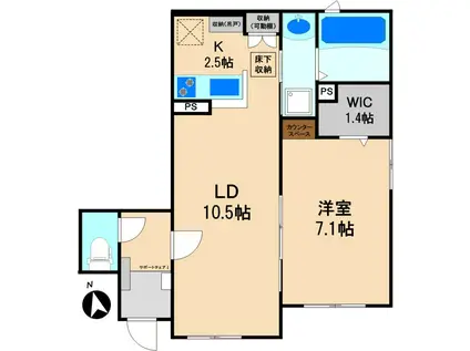 PERSIMMON TREE(1LDK/1階)の間取り写真