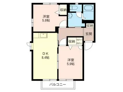 高島メゾンA(2DK/1階)の間取り写真