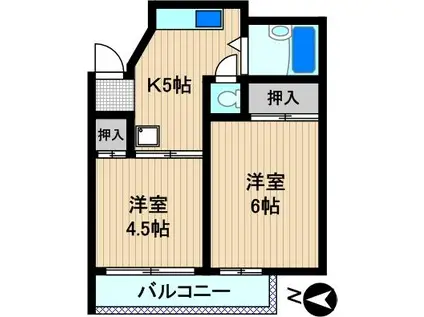 ロックヒルズ10(2K/5階)の間取り写真
