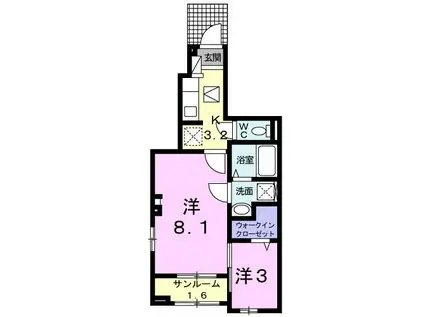 ファシール I(2K/1階)の間取り写真