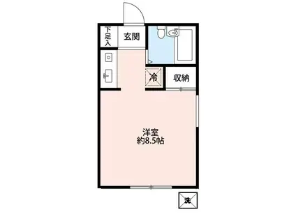 ヒルサイドコア(ワンルーム/1階)の間取り写真