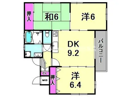 アヴィタ弐番館(3LDK/1階)の間取り写真