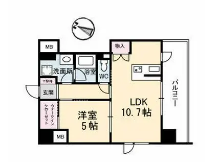 リラクオーレアクラス(1LDK/4階)の間取り写真