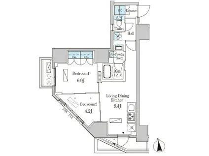 ルジュール神田須田町 ライオンズフォーシア神田須田町(2LDK/8階)の間取り写真