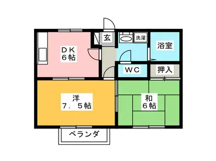 メイフェアノース(2DK/2階)の間取り写真