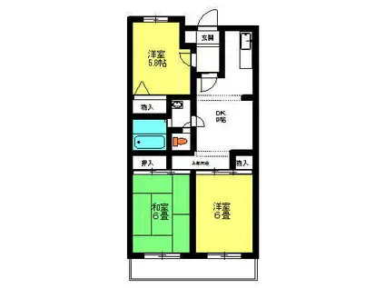 メゾンユウーエ(3DK/2階)の間取り写真