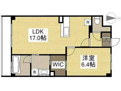 エムズサンシャイン 福富(1LDK/4階)の間取り写真