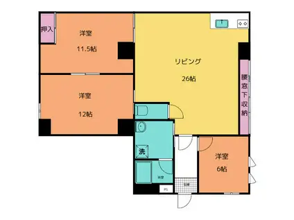 デッチポンドマンション(3LDK/1階)の間取り写真