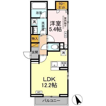DーZEPHYR(1LDK/2階)の間取り写真