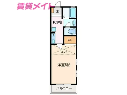 ドミトリーサマリ(1K/2階)の間取り写真