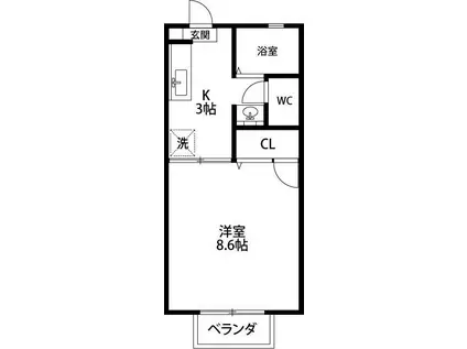 向平ハイツ(1K/2階)の間取り写真