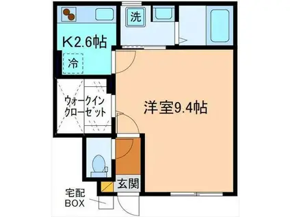 インテグラル・ノアール B棟(1K/1階)の間取り写真