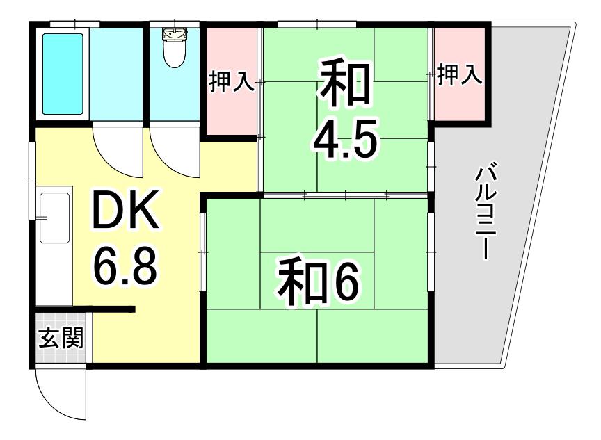 堀松マンション(2DK/1階)の間取り写真
