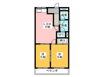 グレイス葵(2LDK/2階)の間取り写真