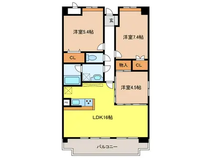 GENIUS(3LDK/7階)の間取り写真