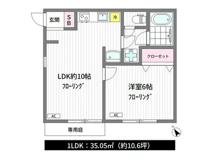 ユー・コーポ(1LDK/1階)の間取り写真