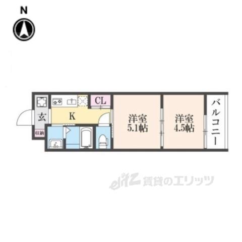 アドバンス京都リエートⅠ(2K/4階)の間取り写真