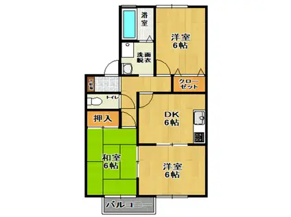 サンパレス登戸(3DK/2階)の間取り写真