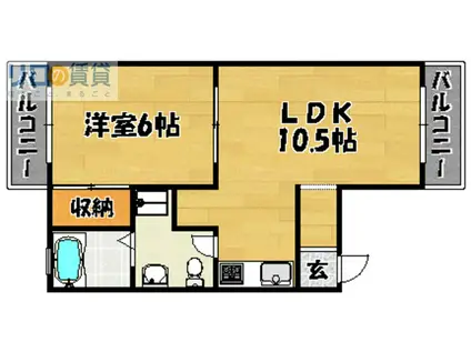 カテナ豊里(1LDK/3階)の間取り写真