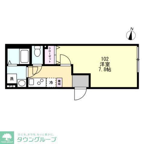 コスモリーヴ茅ヶ崎(1K/1階)の間取り写真