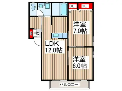 ハイツ明星 新館 壱号(2LDK/2階)の間取り写真