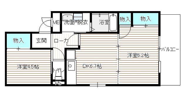 クレール大島(2DK/3階)の間取り写真