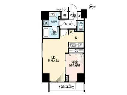 プレール・ドゥーク文京湯島(1LDK/7階)の間取り写真