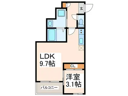 REGALEST新水前寺(1LDK/3階)の間取り写真