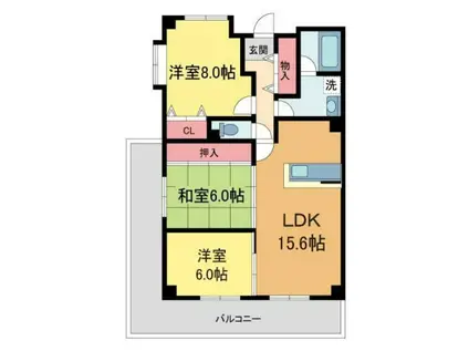 ライゼックス甲陽園(3LDK/1階)の間取り写真
