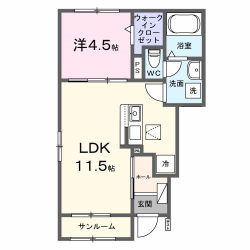 LUXIA(1LDK/1階)の間取り写真