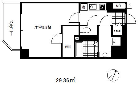 プレサンス神戸元町ベルシオン(1K/7階)の間取り写真