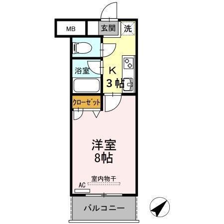 メゾン木の花(1K/3階)の間取り写真