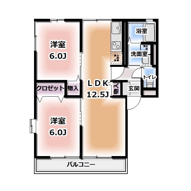 大岩B4(2LDK/2階)の間取り写真