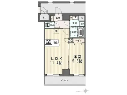 東亜レジデンス(1LDK/2階)の間取り写真