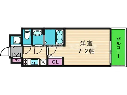 エスリード大阪上本町ブランシュ(1K/13階)の間取り写真