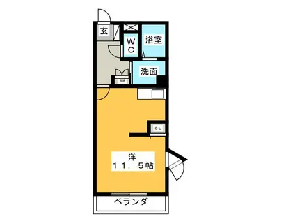 PUERTA DEL SOL(ワンルーム/2階)の間取り写真