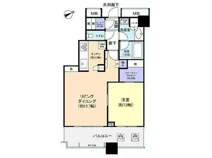 芝浦アイランド ケープタワー(1LDK/4階)の間取り写真