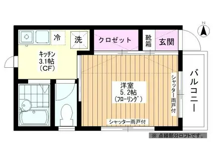 篠崎コーポ(1K/2階)の間取り写真