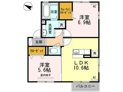 エスポワールC(2LDK/2階)の間取り写真