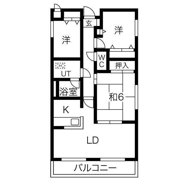 キャロル御影(3LDK/2階)の間取り写真
