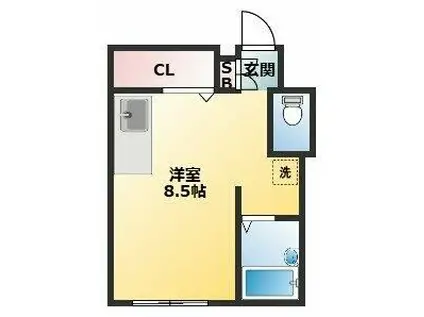 パラッツォ・グランディオーソ(ワンルーム/4階)の間取り写真