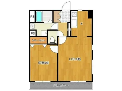 JUNETTA XI(1LDK/2階)の間取り写真