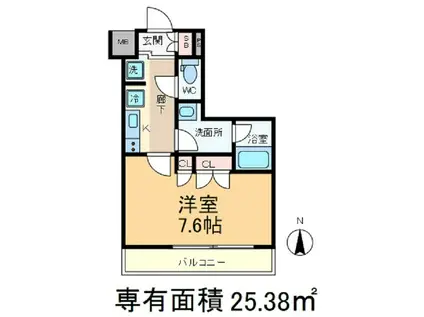 メインステージ赤羽北II(1K/6階)の間取り写真